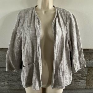 Eileen Fisher Linen Jacket Womens Petite Medium Brushed Gray (P1)